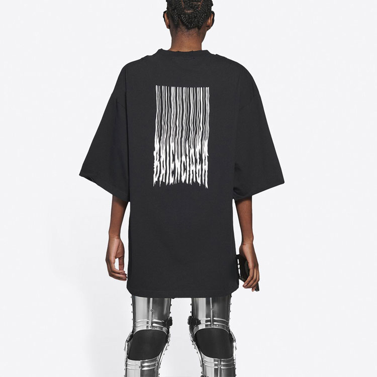 Balenciaga Black Waterfall Print Unisex Crewneck T-Shirt 661715TKVE51070 圖 5