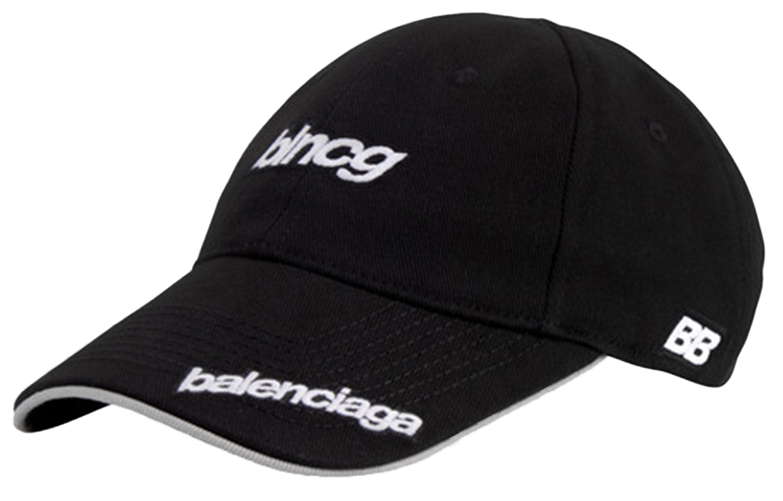 Balenciaga Black White Embroidered Cotton BLNCG Cap Unisex 640650410B21077