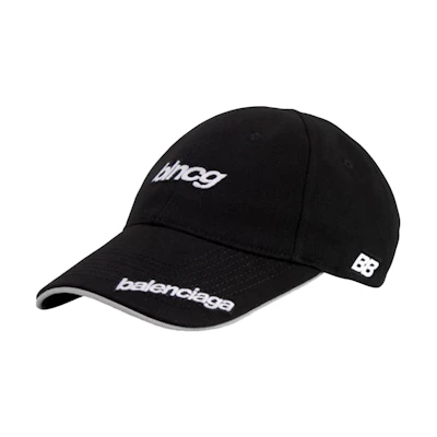 Balenciaga Black White Embroidered Cotton BLNCG Cap Unisex 640650410B21077