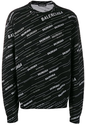 발렌시아가 블랙 울 자카드 로고 크루넥 스웨터. 555381T15241070 Order 발렌시아가 블랙 울 자카드 로고 크루넥 스웨터. 555381T15241070