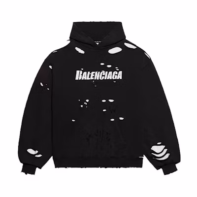 Balenciaga Black Zip-Up Alphabet Hoodie Sweatshirt. 659403TKVB61070