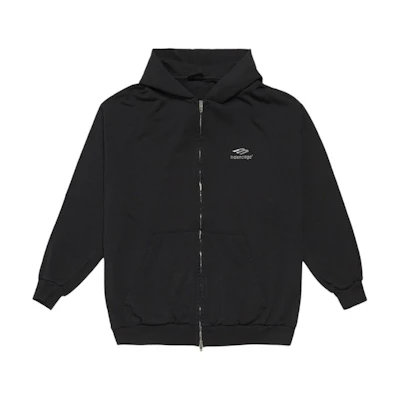 Balenciaga Black Zip-Up Hoodie with Long Sleeves WL0744700TOVF19034
