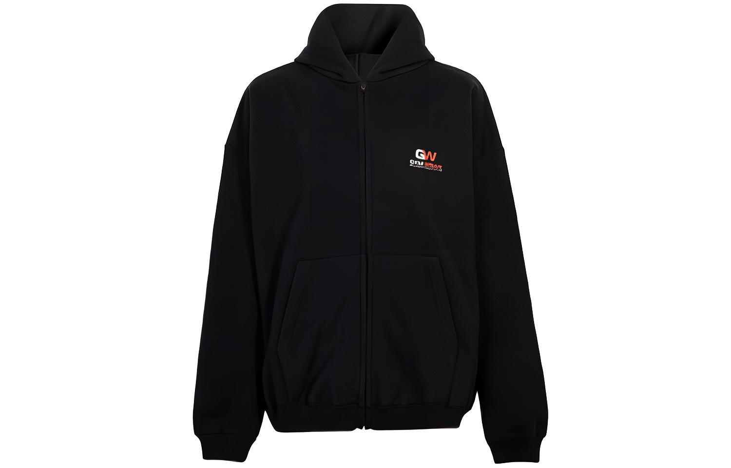 Balenciaga Black Zip-Up Letter Hoodie Jacket 620974T1VD41000