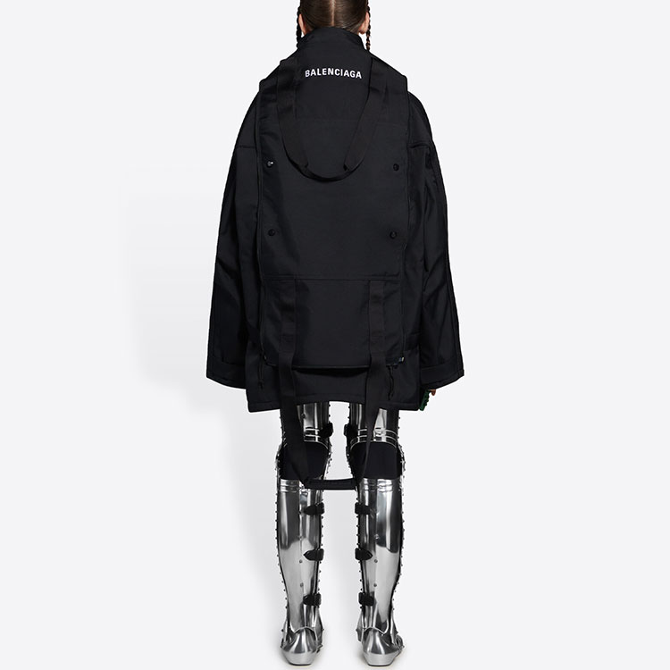Balenciaga Black Zip Hoodie Parka with Canvas Sports Bag. 663071TIO031000 圖 5