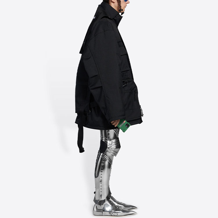 Balenciaga Black Zip Hoodie Parka with Canvas Sports Bag. 663071TIO031000 圖 6