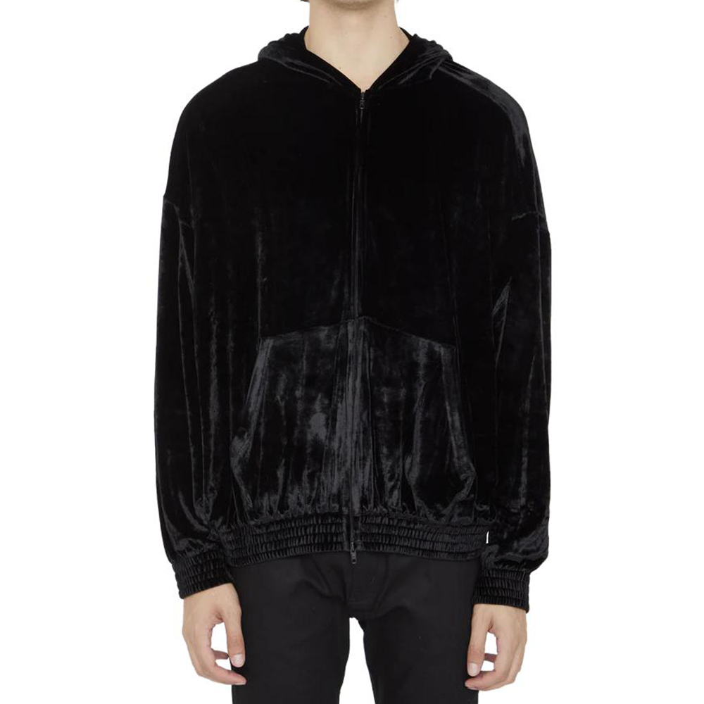 Balenciaga Black Zipper Hoodie Plain Long Sleeve Casual Regular Fit 751014TOVO31000