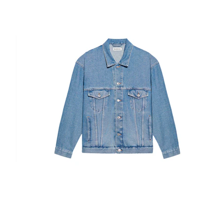 Balenciaga Blue Classic Washed Denim Jacket Mens Regular Fit 646922TDW154762