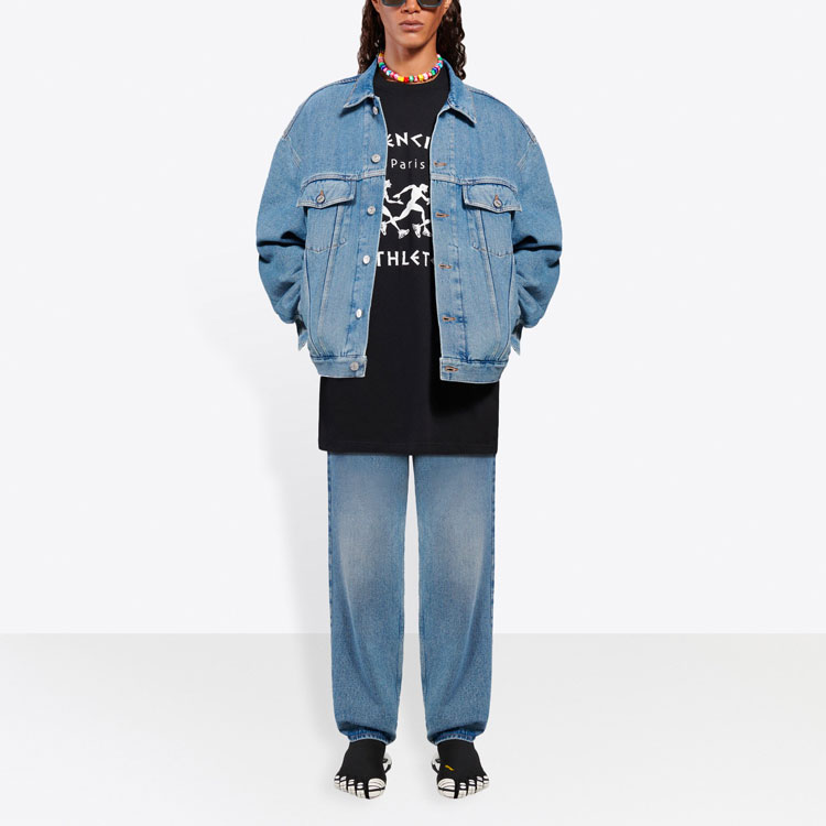 Balenciaga Blue Classic Washed Denim Jacket Mens Regular Fit 646922TDW154762 圖 4