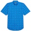 Order Balenciaga Blue Cotton Poplin Straight-Fit Short-Sleeve Shirt with Logo. 534332TBL967560