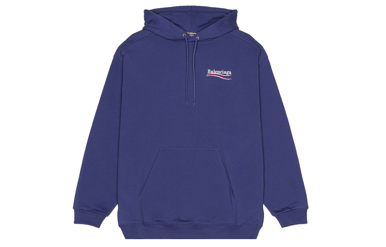 Balenciaga Blue Hoodie with Letter Embroidery Pattern 600583TKVI91195