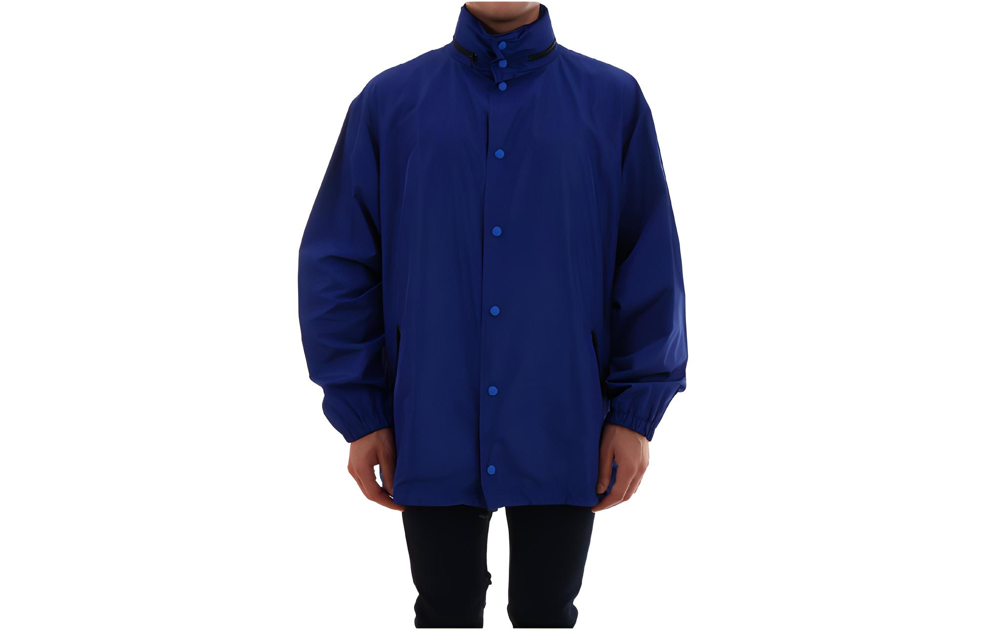 Balenciaga Blue Letter Print High-Neck Long-Sleeve Jacket 556238TYD364066