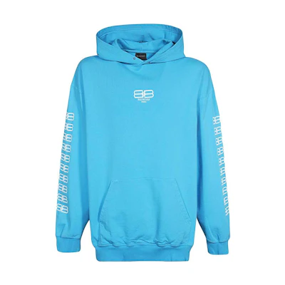 Balenciaga Blue Logo Embroidered Hoodie Sweatshirt 570811TMVG64090