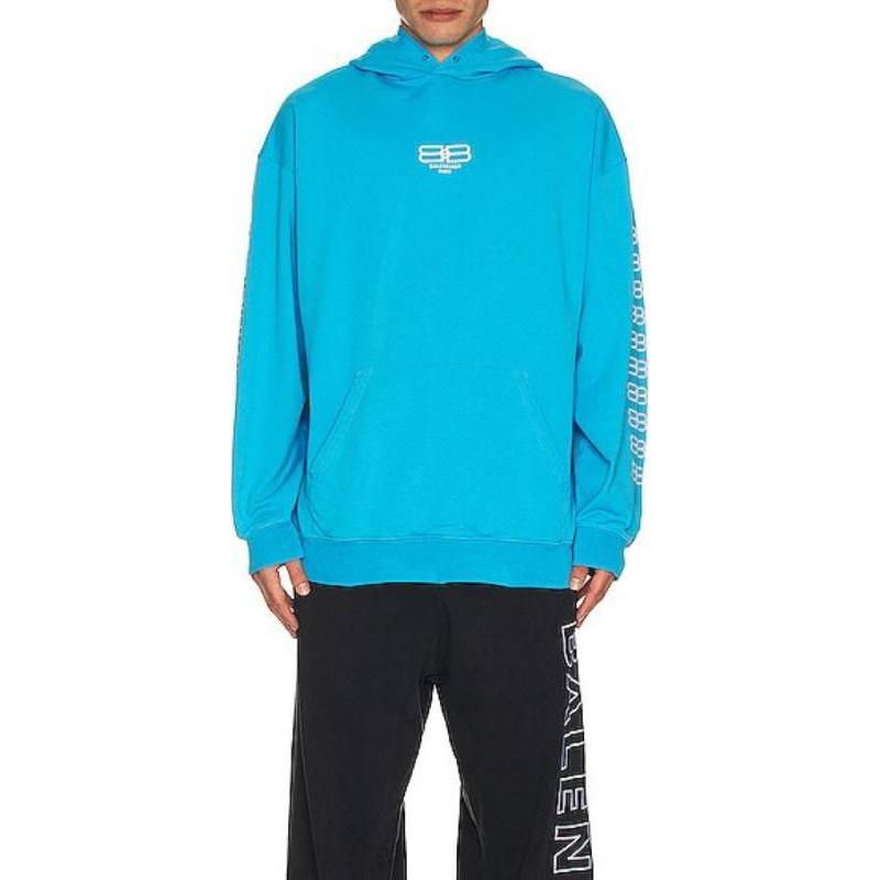 Shop 巴黎世家蓝色刺绣Logo连帽衫 570811TMVG64090