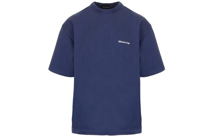 Balenciaga Blue Logo Print Crewneck T-Shirt 612966TJV874866 圖 2