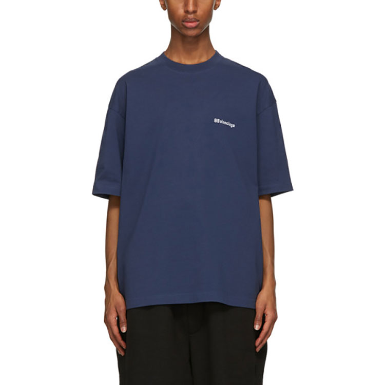 Balenciaga Blue Logo Print Crewneck T-Shirt 612966TJV874866 圖 4
