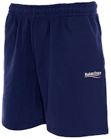 Shop Balenciaga Blue Logo Print Elastic Waist Shorts 641608TIV531195