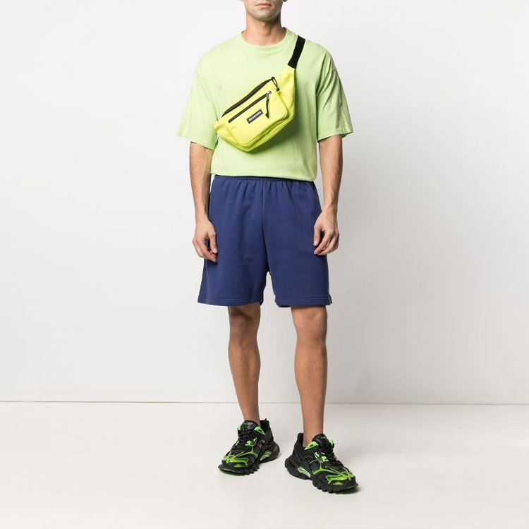 Purchase Balenciaga Blue Logo Print Elastic Waist Shorts 641608TIV531195