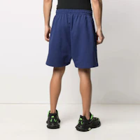 Sizing Balenciaga Blue Logo Print Elastic Waist Shorts 641608TIV531195