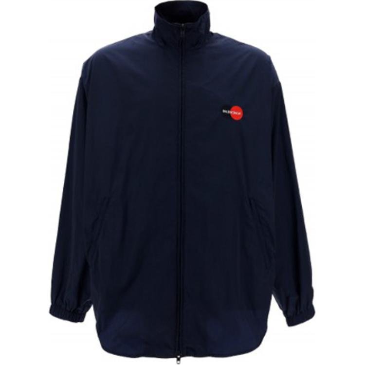 Balenciaga Blue Logo Zip-Up High Collar Jacket Loose Fit 622002TIO508065