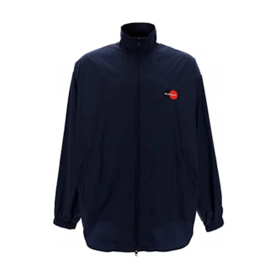 Balenciaga Blue Logo Zip-Up High Collar Jacket Loose Fit 622002TIO508065