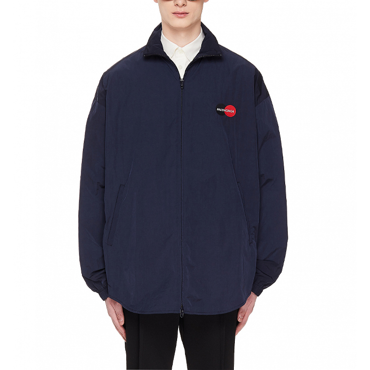 Balenciaga Blue Logo Zip-Up High Collar Jacket Loose Fit 622002TIO508065 圖 4