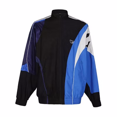 Balenciaga Blue Long-Sleeve Patchwork High-Neck Jacket 658951TYB181000