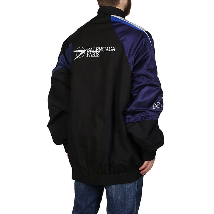 Balenciaga Blue Long-Sleeve Patchwork High-Neck Jacket 658951TYB181000 圖 4