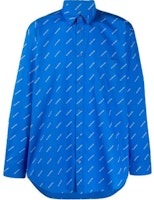 Balenciaga Blue Oversized Logo Print Cotton Shirt. 534333TBL967560 Balenciaga Blue Oversized Logo Print Cotton Shirt. 534333TBL967560
