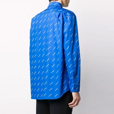 발렌시아가 블루 오버사이즈 로고 프린트 코튼 셔츠. 534333TBL967560 Purchase 발렌시아가 블루 오버사이즈 로고 프린트 코튼 셔츠. 534333TBL967560