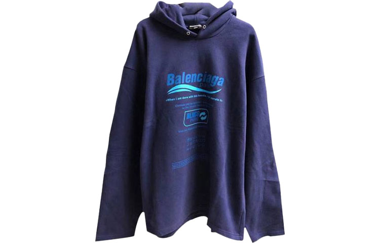 Balenciaga Blue Oversized Sweater with Eco Slogan Print. 661711TKVF