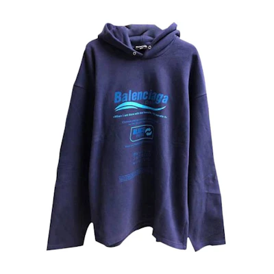 Balenciaga Blue Oversized Sweater with Eco Slogan Print. 661711TKVF
