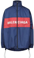 Balenciaga Blue Red Zip-Up Jacket with Alphabet Print 561466TYD338065 Balenciaga Blue Red Zip-Up Jacket with Alphabet Print 561466TYD338065