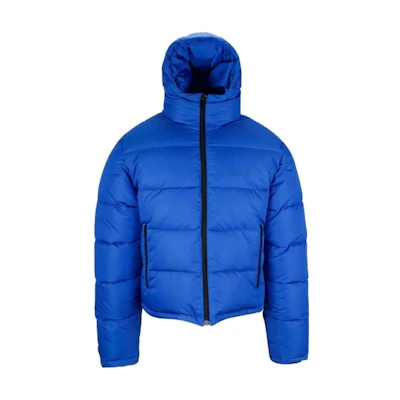 Balenciaga Blue Unisex Logo Print Puffer Jacket Winter Collection 556231TYD334210