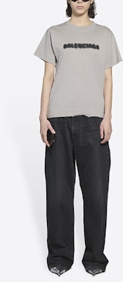 Balenciaga Blurry Logo Tee 'Steel Grey/Black' Lookbook Balenciaga Blurry Logo Tee 'Steel Grey/Black'