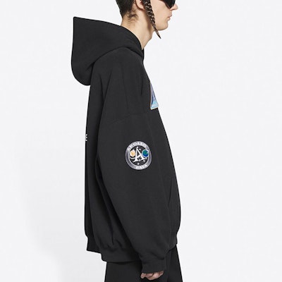 Balenciaga Boxy Hoodie 'Black/White' Shop Balenciaga Boxy Hoodie 'Black/White'