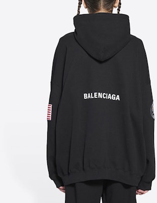 Balenciaga Boxy Hoodie 'Black/White' Purchase Balenciaga Boxy Hoodie 'Black/White'