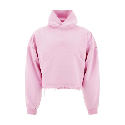 Balenciaga Bubblegum Pink Embroidered Logo Hoodie Short Regular Fit 783397TQVS95708