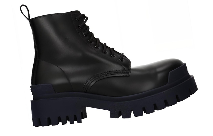 Order 巴黎世家小牛皮時尚百搭休閒系帶馬丁靴 海軍藍黑