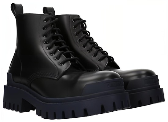 Balenciaga Calfskin Martin Boots Blue/Black 589338WA9671040 Lookbook Balenciaga Calfskin Martin Boots Blue/Black 589338WA9671040