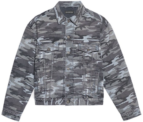 Balenciaga Camo Print Denim Jacket - Gray 620731TJW551055 Order Balenciaga Camo Print Denim Jacket - Gray 620731TJW551055