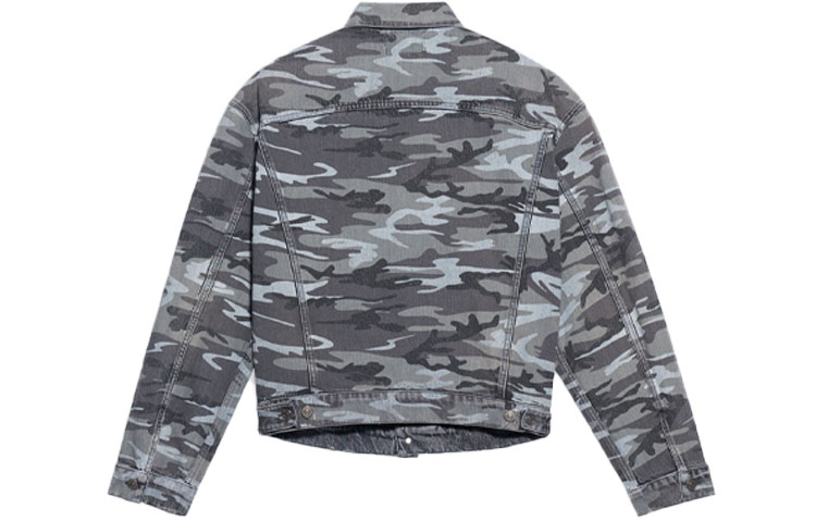 Lookbook Balenciaga Camo Print Denim Jacket - Gray 620731TJW551055