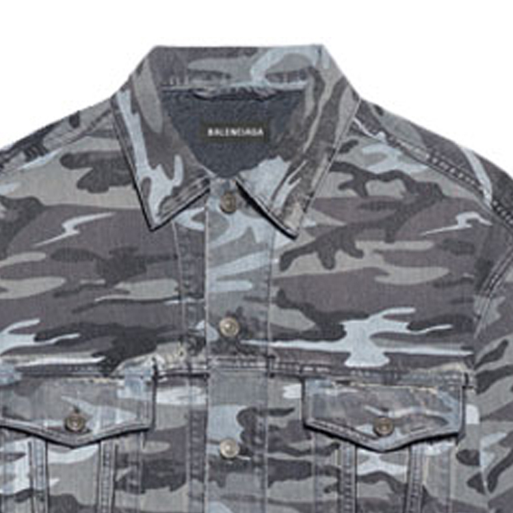 Sizing Balenciaga Camo Print Denim Jacket - Gray 620731TJW551055