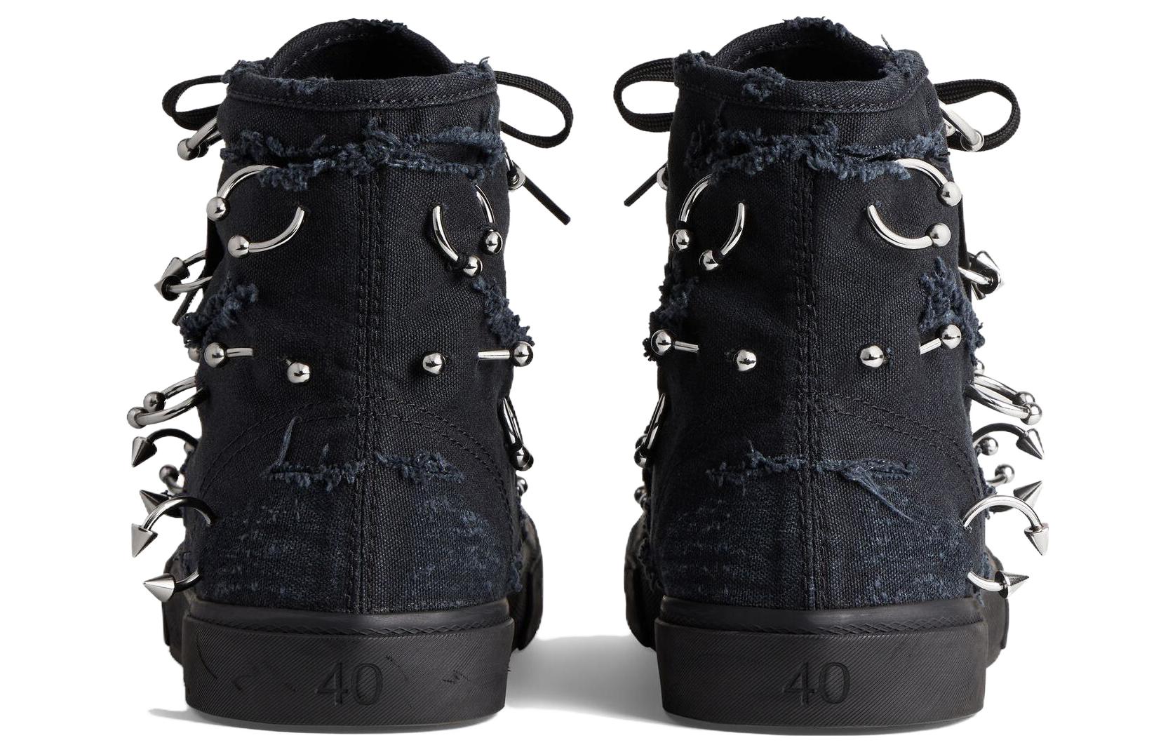 Shop Balenciaga Canvas High-Top Sneakers 'Black' 688756W3RCQ1000