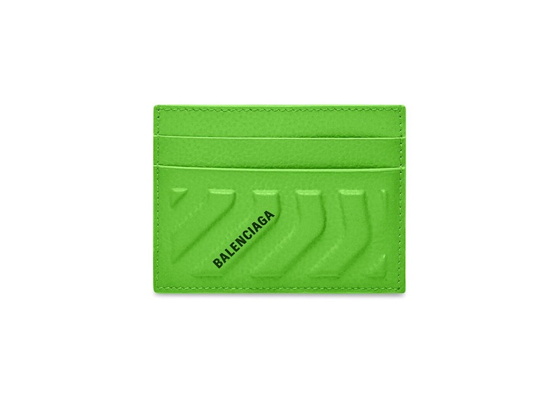 Balenciaga Car (4 Card Slots 1 Bill Compartment) Card Holder Bright Green/Black