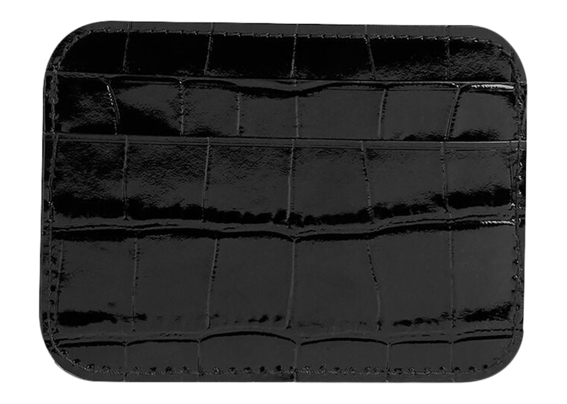 Order Balenciaga Porta Tarjetas Cocodrilo Brillante Negro/Blanco (4 Ranuras, 1 Billetes)