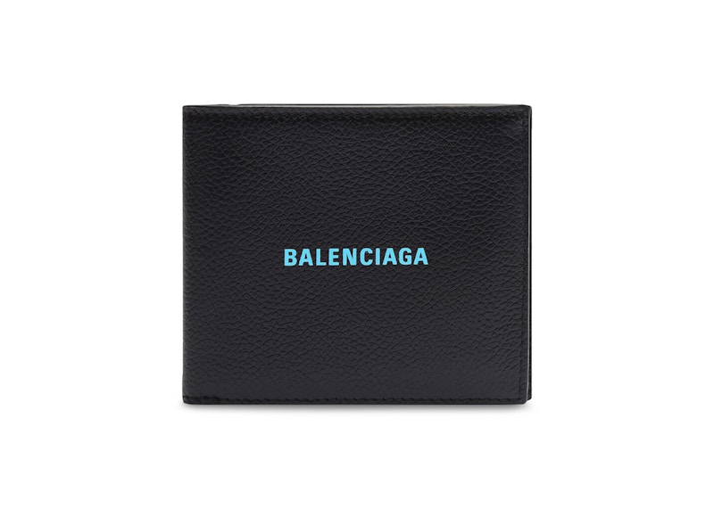 Balenciaga Cash Square (8 Card Slot 2 Bill Compartments) Folded Wallet Black/Blue