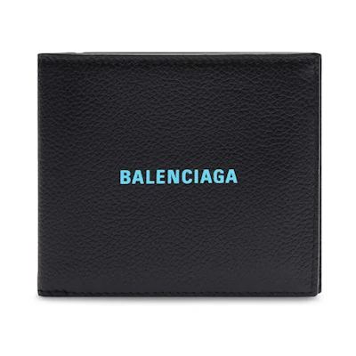 Balenciaga Cash Square (8 Card Slot 2 Bill Compartments) Folded Wallet Black/Blue