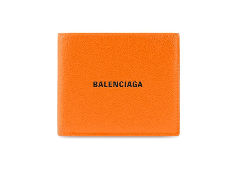 Balenciaga Cash Square (8 Card Slot 2 Bill Compartments) Folded Wallet Orange/Black