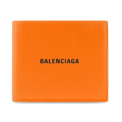 Balenciaga Cash Square (8 Card Slot 2 Bill Compartments) Folded Wallet Orange/Black