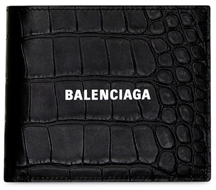 balenciaga-cash-square-folded-coin-wallet-crocodile-embossed-black